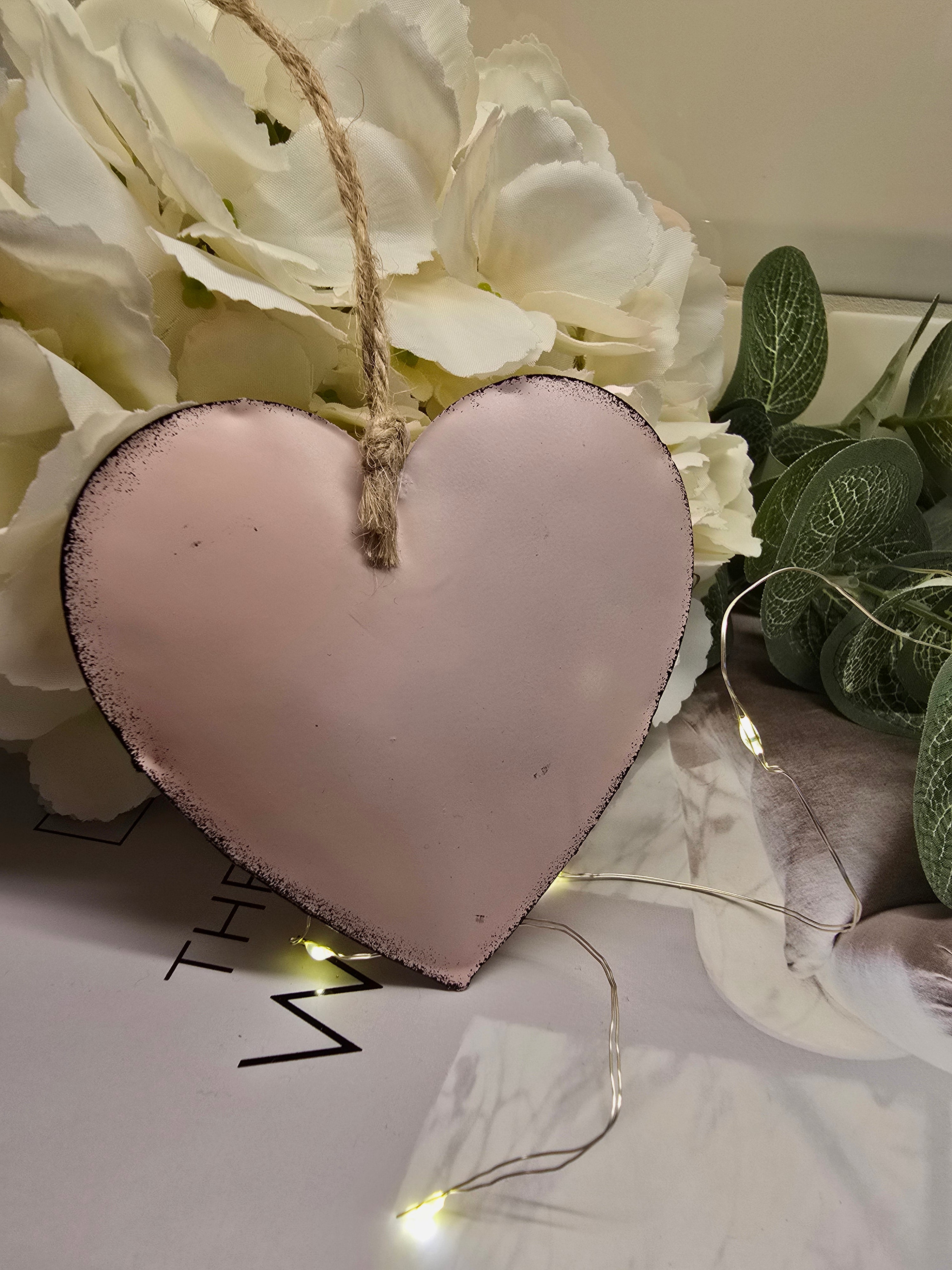 Pastel Coloured Metal Hanging Hearts