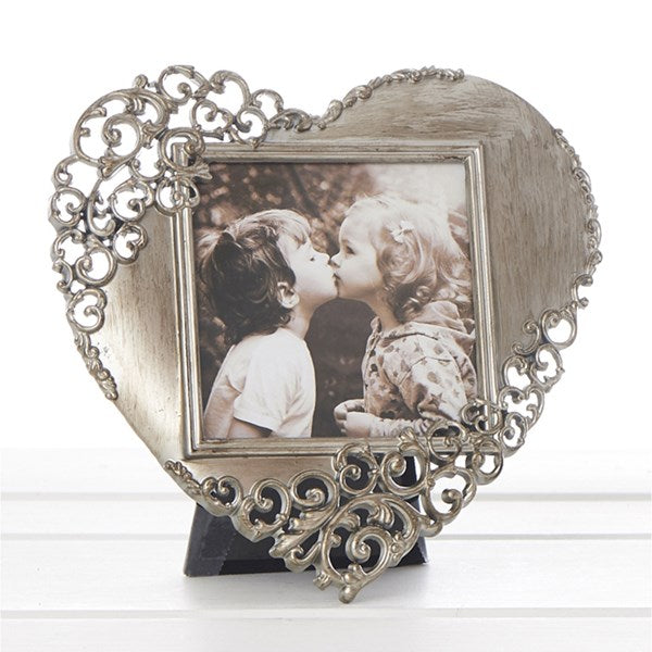 Rustic Steel Lace Heart Frame