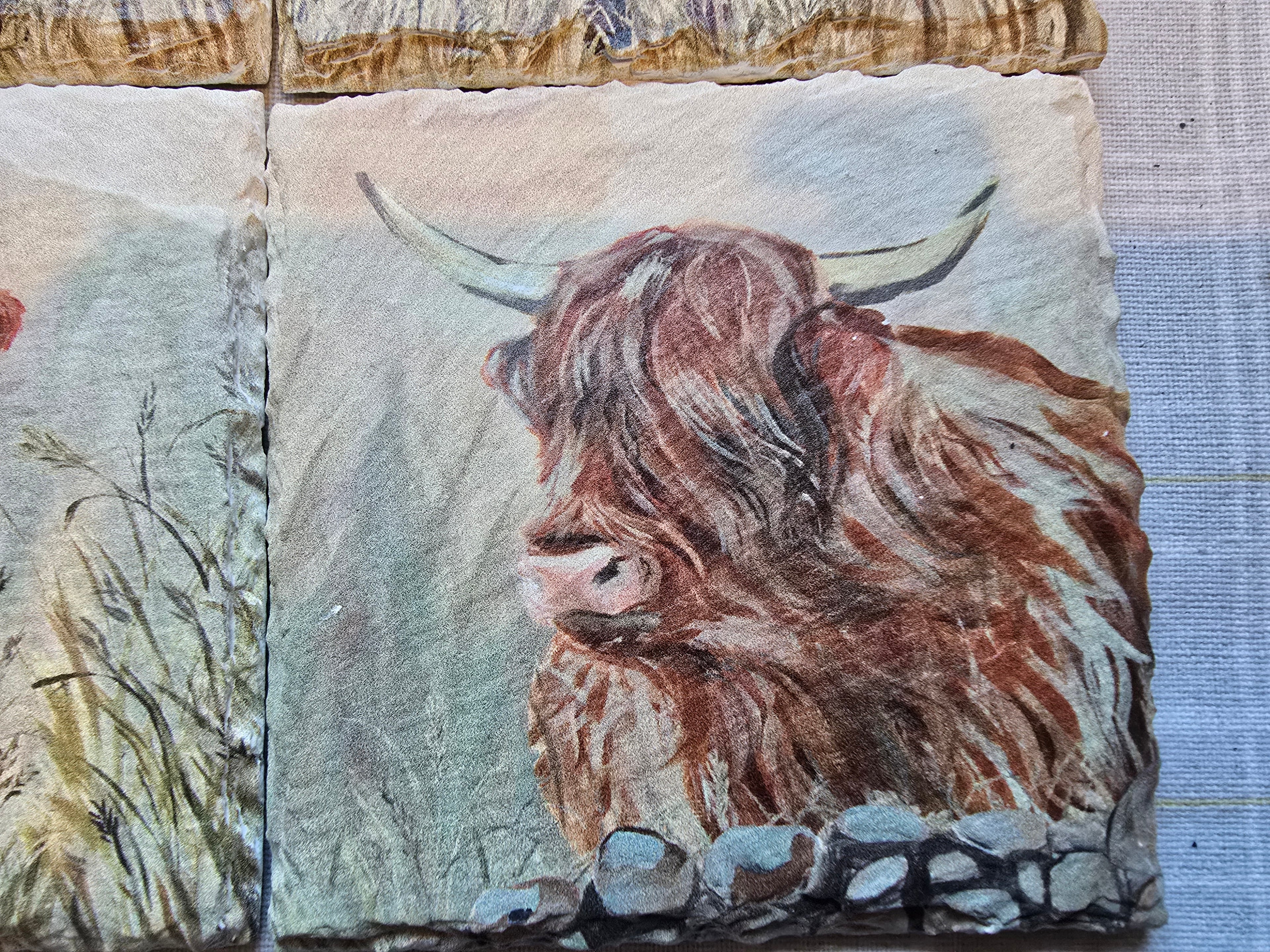 Highland Cow Slate Coasters - Set of 4