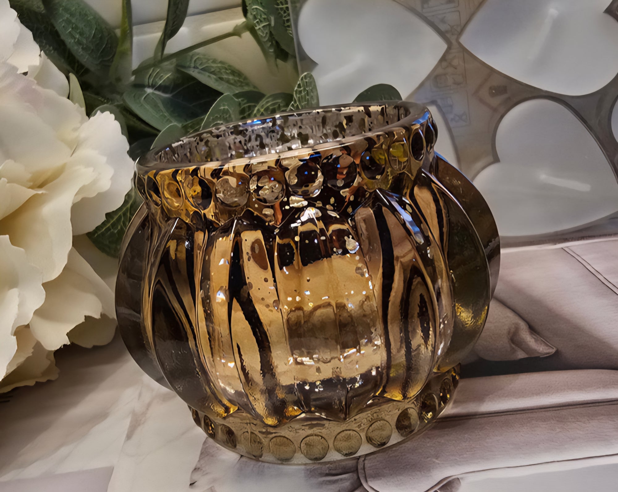 Glass T-Light Holder - Bronze
