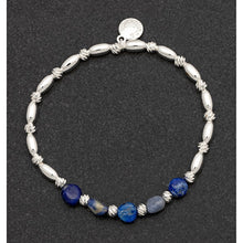 Load image into Gallery viewer, Gem Stone Textured Silver Bracelet - Lapis Lazuli
