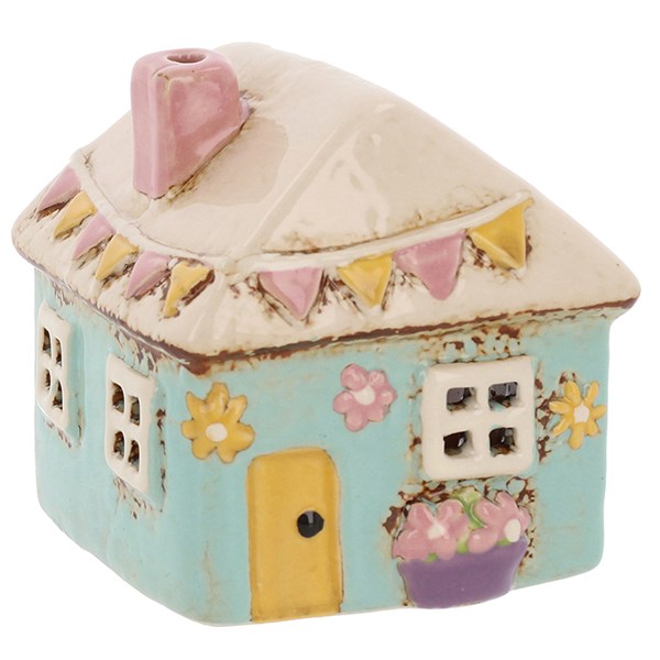 Village Pottery Garden Blue House Mini T-Light Holder