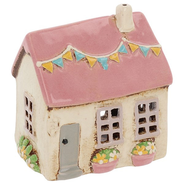 Village Pottery Garden Flags Cream House T-Light Holder