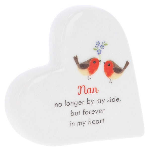 Forget-me-not & Robin Standing Heart - Mum Dad Nan Grandad