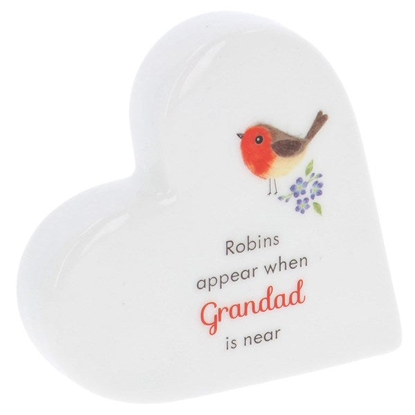 Forget-me-not & Robin Standing Heart - Mum Dad Nan Grandad