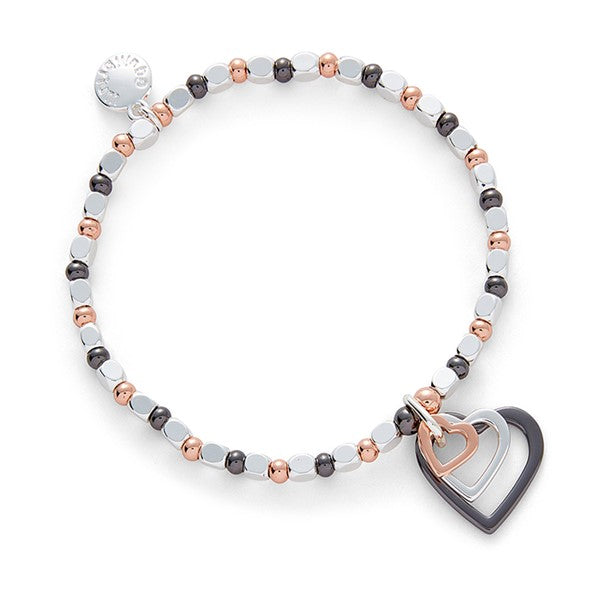Mixed Metal Triple Heart Bracelet