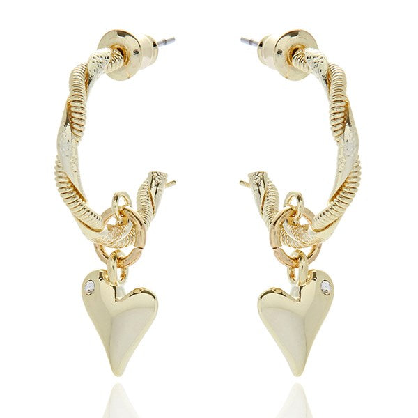 Te Amo Twist Huggie Heart Silver Plated Earrings