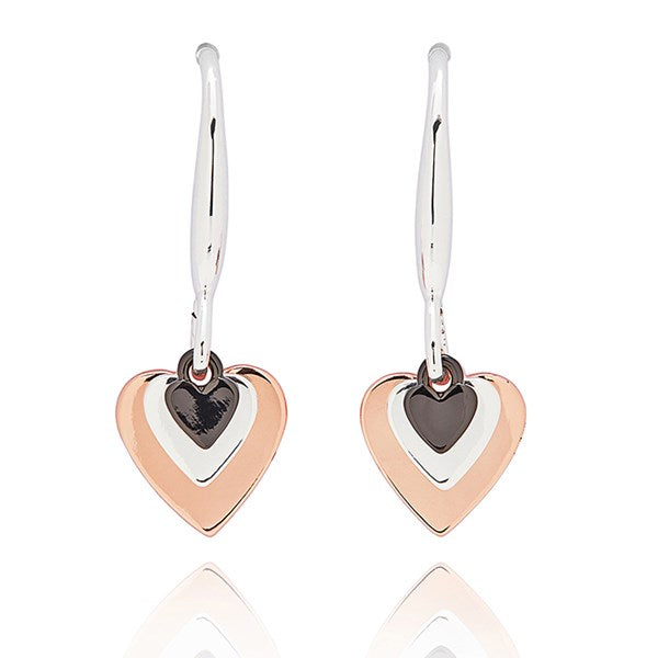 Mixed Metal Three Hearts Earrings