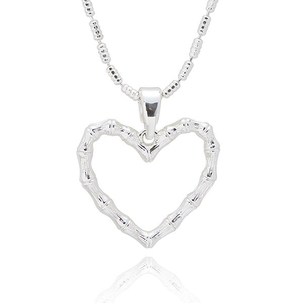 Bamboo Silver Plated Heart Necklace