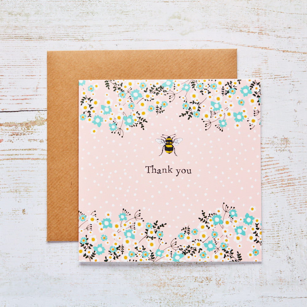 Thank You Card - Flowers & Bee