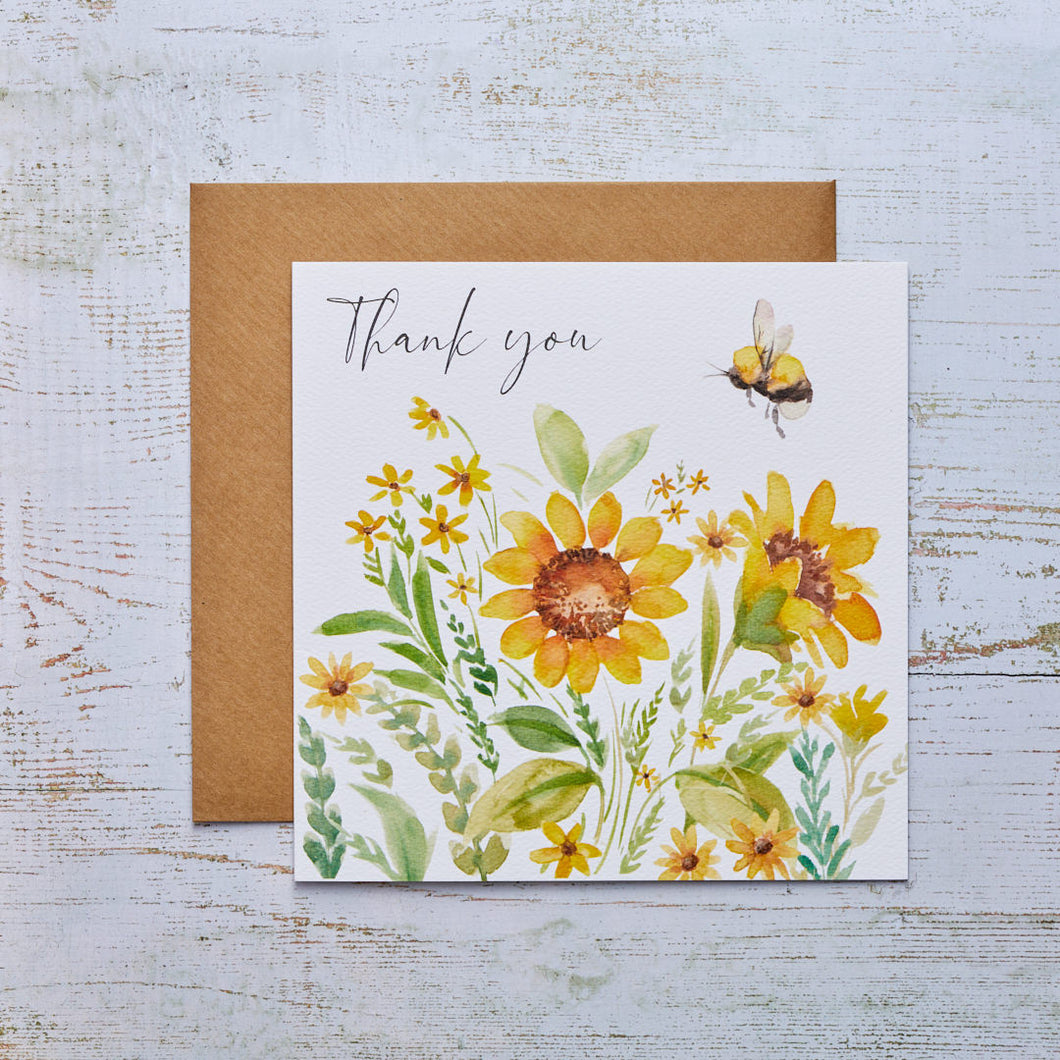 Thank You Card - Sunflowers & Bee