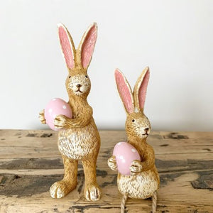 Rabbits With Pink Dotty Eggs - Pair ..