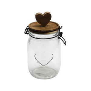 Wooden Heart Storage Jar - Large