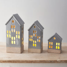 Load image into Gallery viewer, Grey Ceramic Glazed LED House - Small
