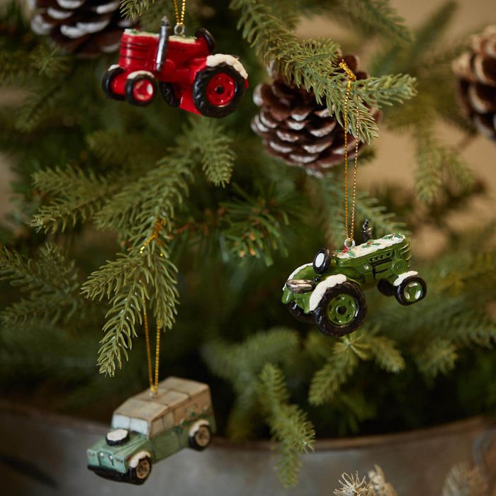 Christmas Tractor & Land Rover Tree Decorations - PRE-ORDER