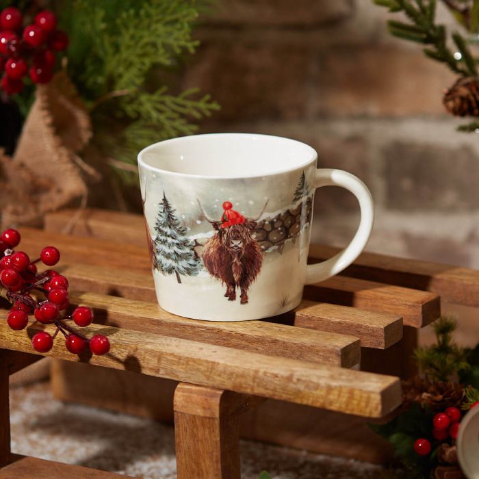 Christmas Highland Cow Stoneware Mug - PRE-ORDER