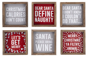 Wooden Framed Cheeky Christmas Signs .