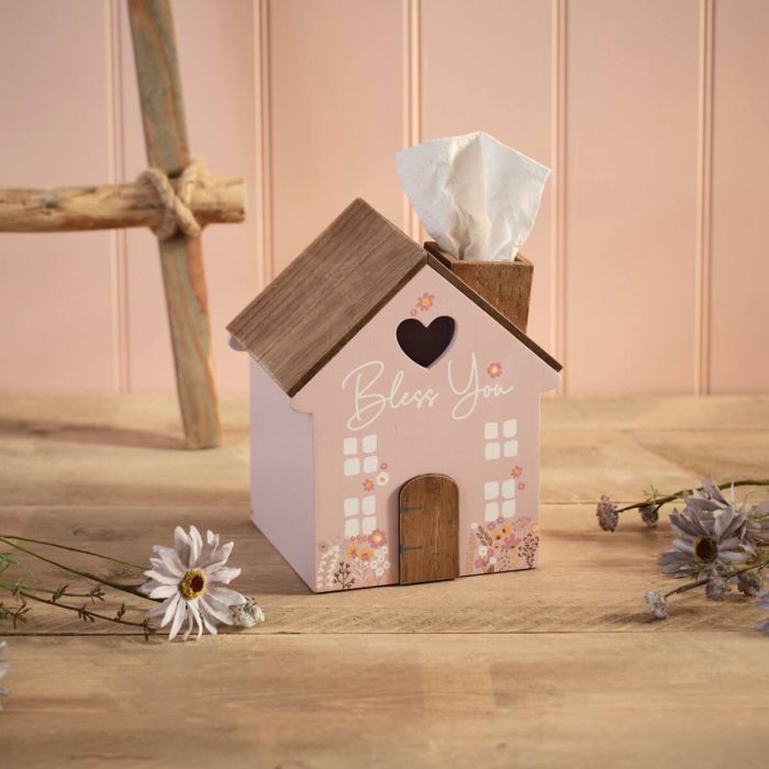 Tissue House Box Pink Bless You