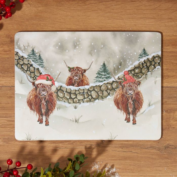 Christmas Highland Cow Place Mats - PRE-ORDER