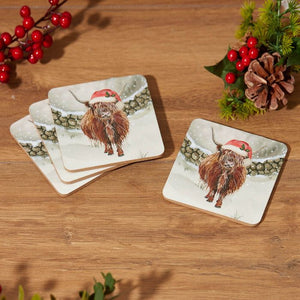 Christmas Highland Cow Coasters - PRE-ORDER