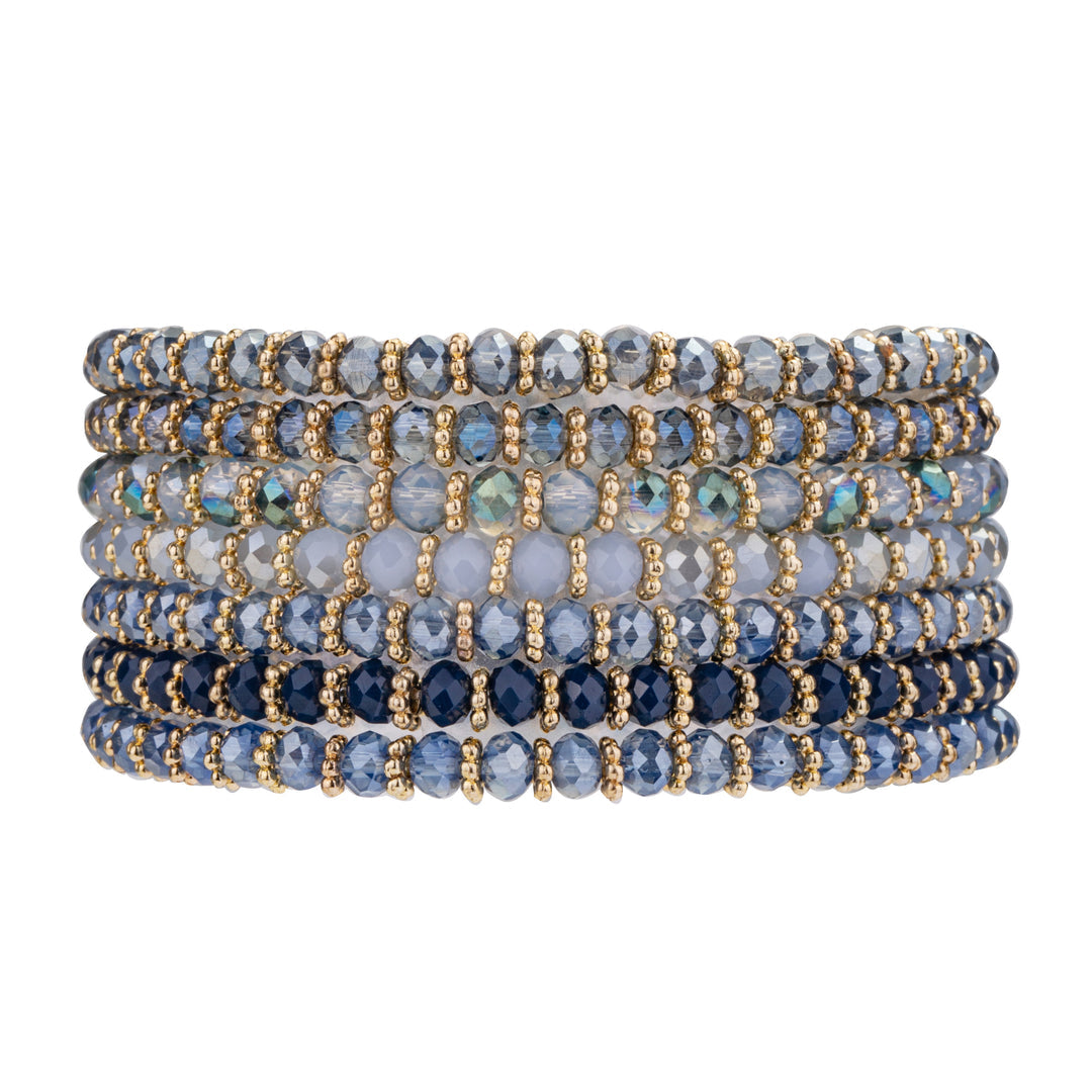 Venus Crystal Elasticated Bracelet - Gold & Blue