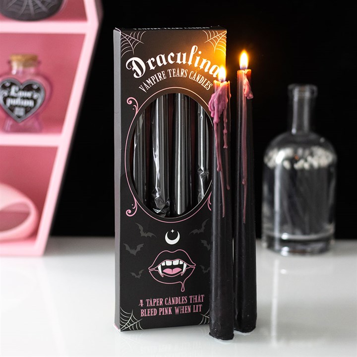 Set of 4 Pink Vampire Blood Tears Taper Candles