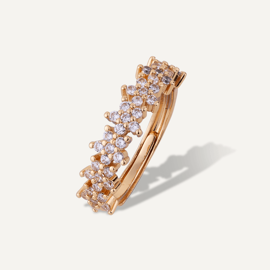 Vivienne - Cubic Zirconia Floral Gold Ring