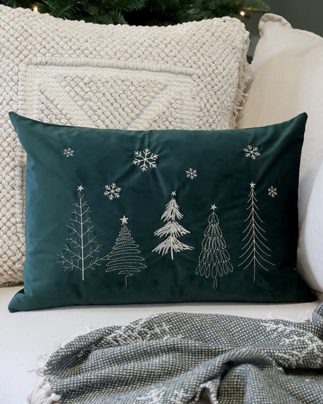 Green Winter Wonderland Christmas Tree Cushion