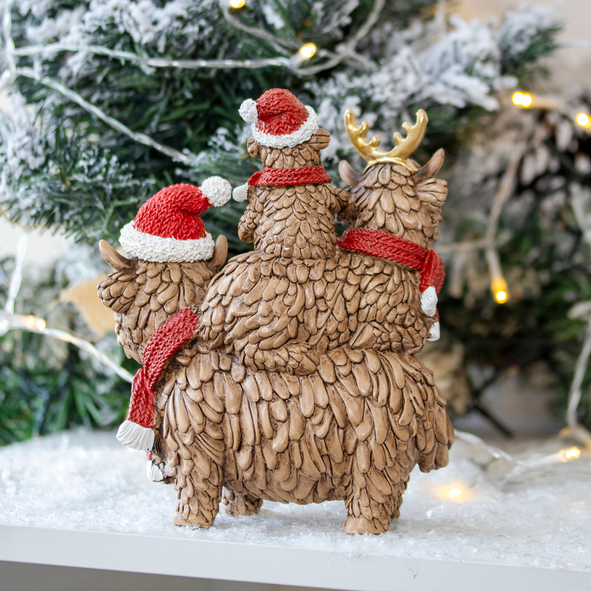 Christmas Santa Hugo Highland Cow Stacked Family