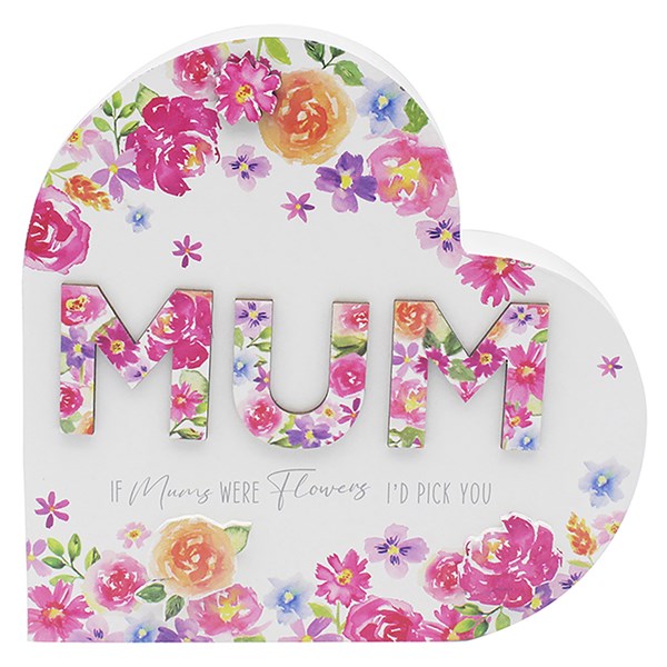 Floral Mother's Day Mum Heart Plaque