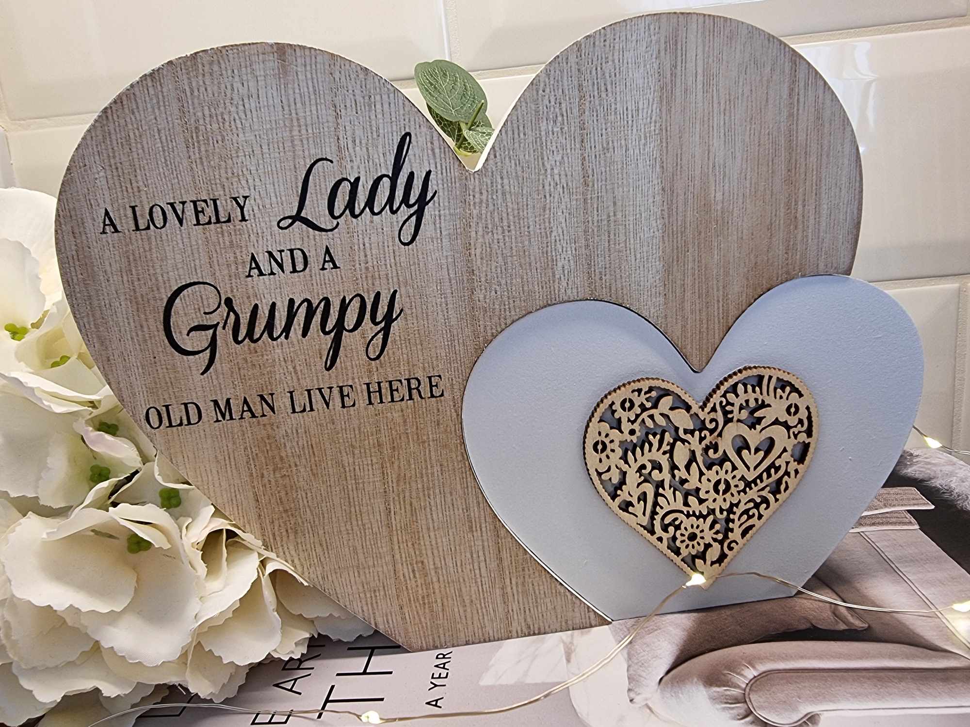 2nd Wooden Heart Block - Large - Grumpy Old Man