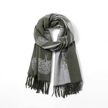 Load image into Gallery viewer, Cashmere Tree Of Life Scarf - Olive/Grey

