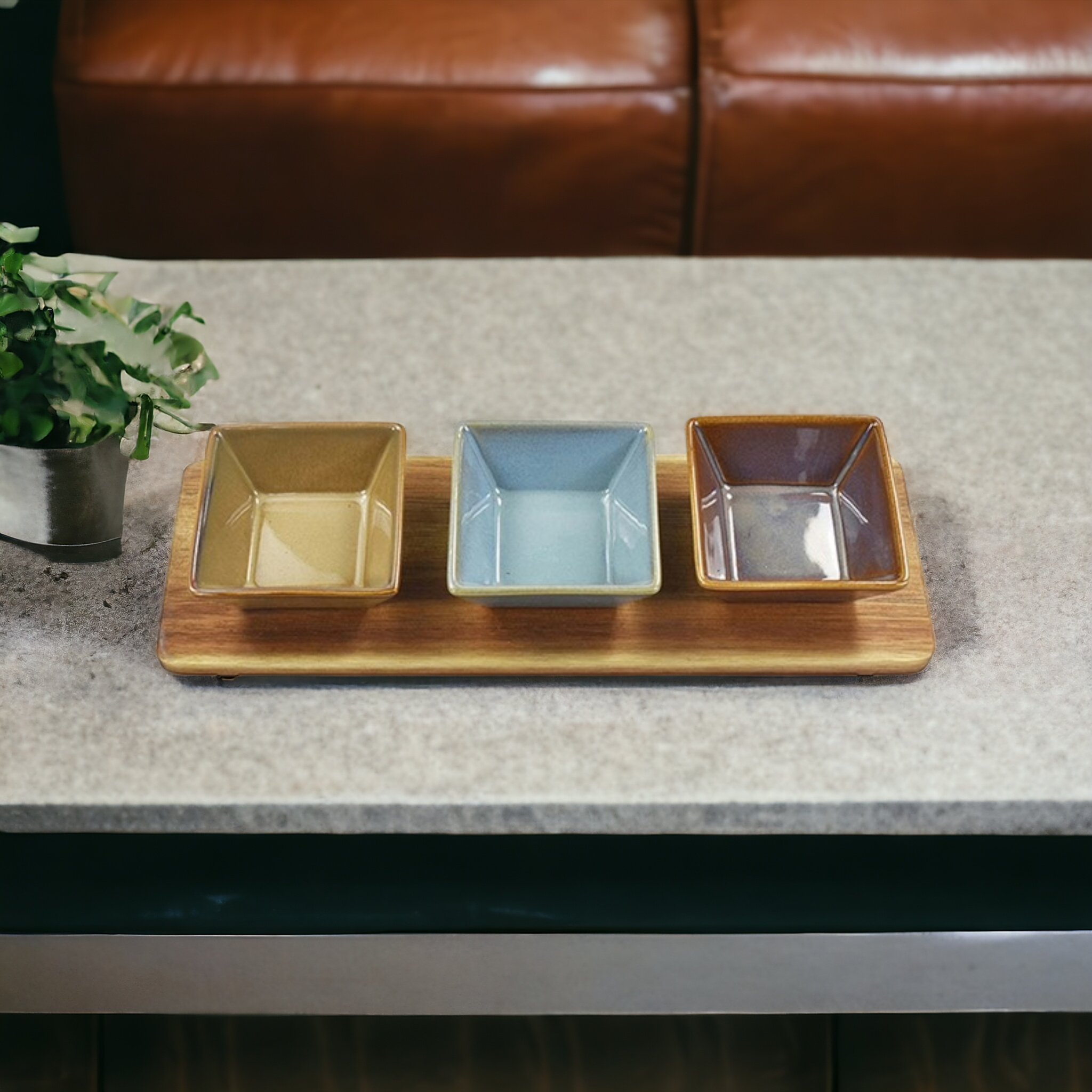 Triple Dip Dishes - Reactive Glazed - Square