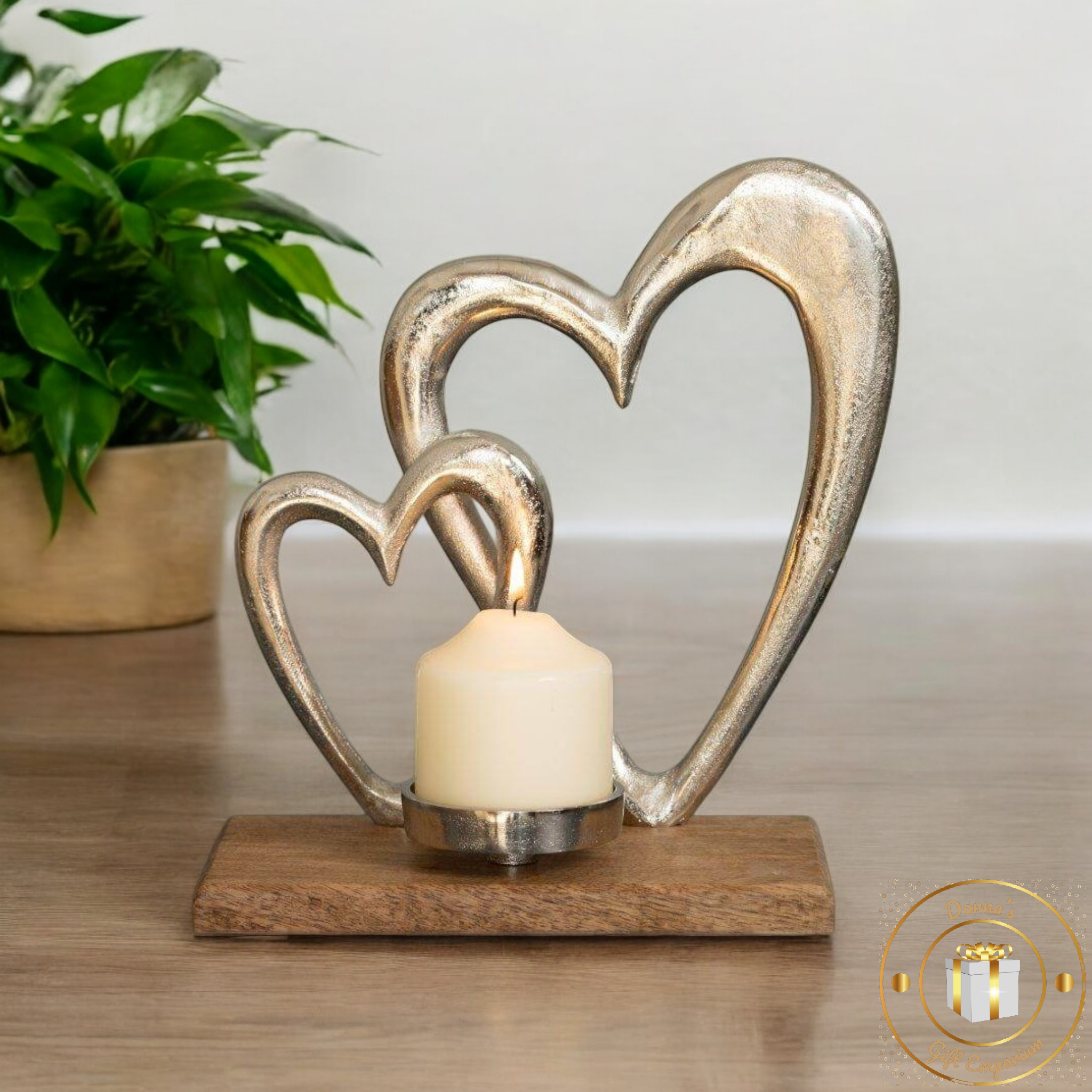 Double Heart Candle Tea Light Holder
