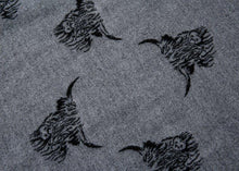 Load image into Gallery viewer, Cashmere Highland Cow Scarf - Grey/Black
