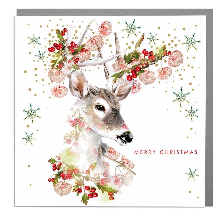 Christmas Card - Deer - Merry Christmas .