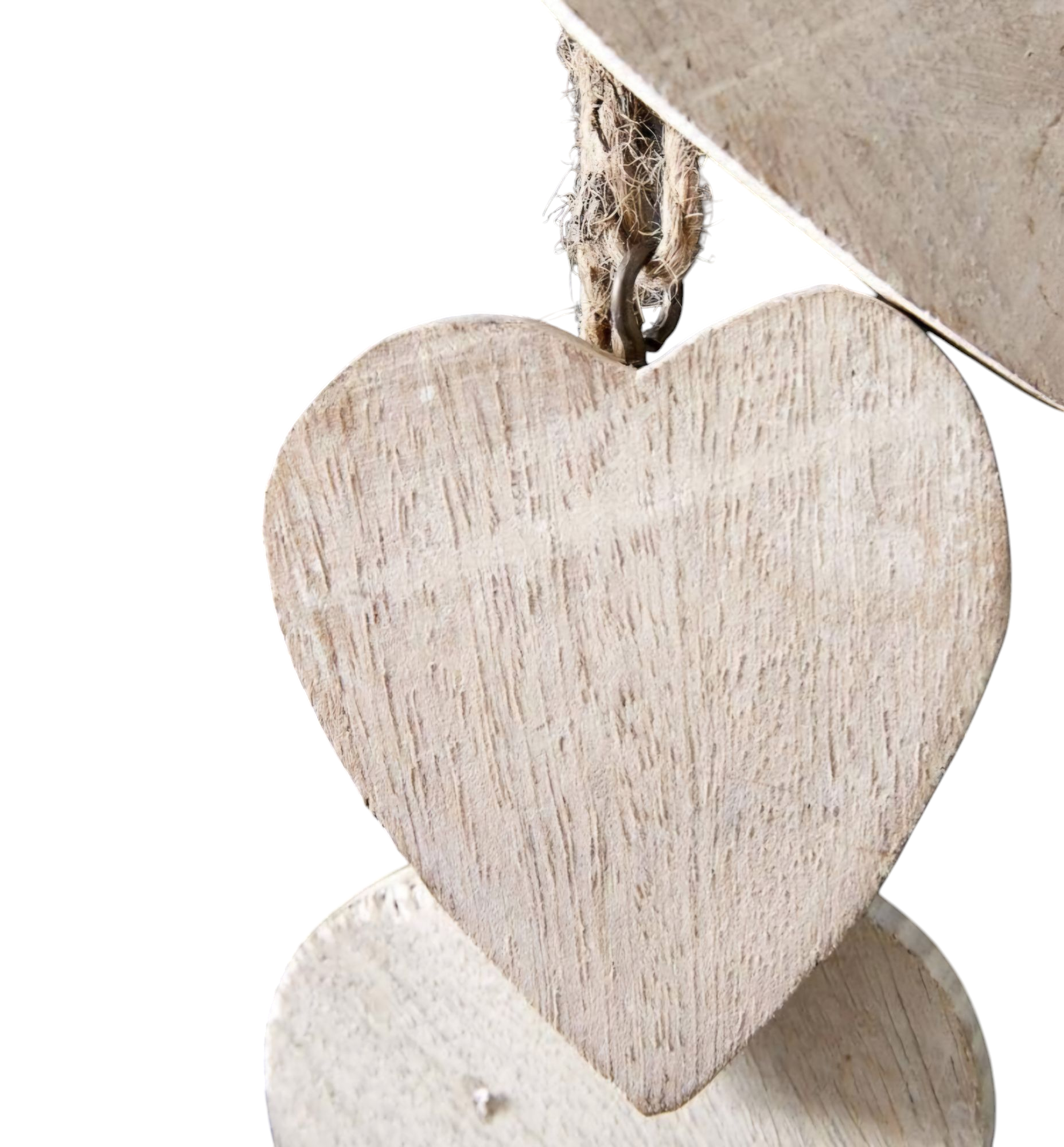 Hanging Trio of Whitewashed Wooden Hearts