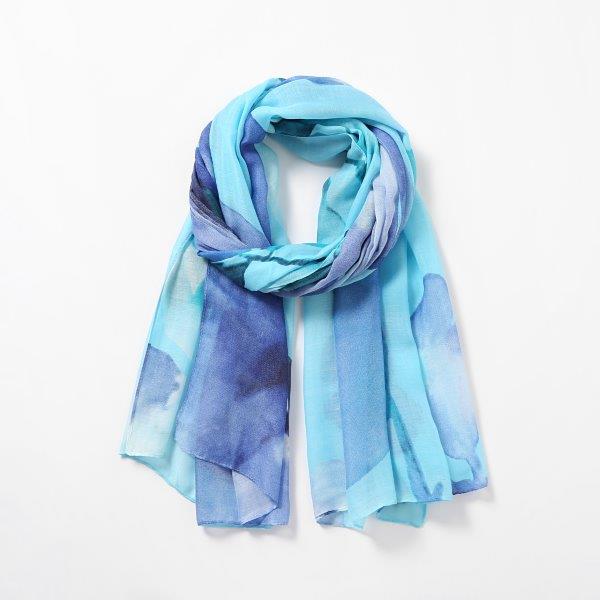 Eco Style - Watercolour Floral Scarf - Blue