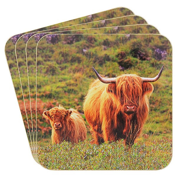 Country Highland Cow & Calf Coasters