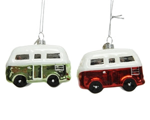 Green & Red Hanging Glass Campervans .