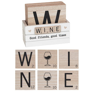 Scrabble Coasters - Wine Good Friends - Set of 6