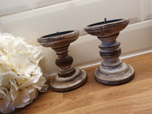Load image into Gallery viewer, Chunky Wooden Candle Sticks / Holders - Light
