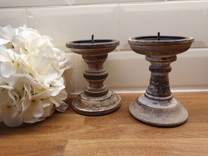 Chunky Wooden Candle Sticks / Holders - Light