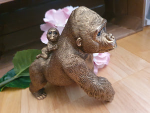 Bronze Gorilla With Baby