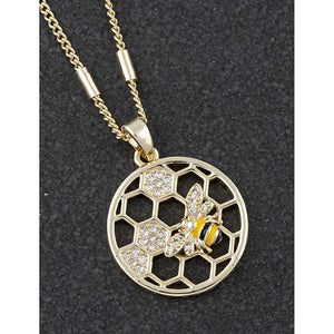Bee Honeycomb - Gold Plated Necklace