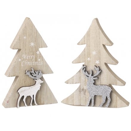 Wooden Trees With Glittery Stags .
