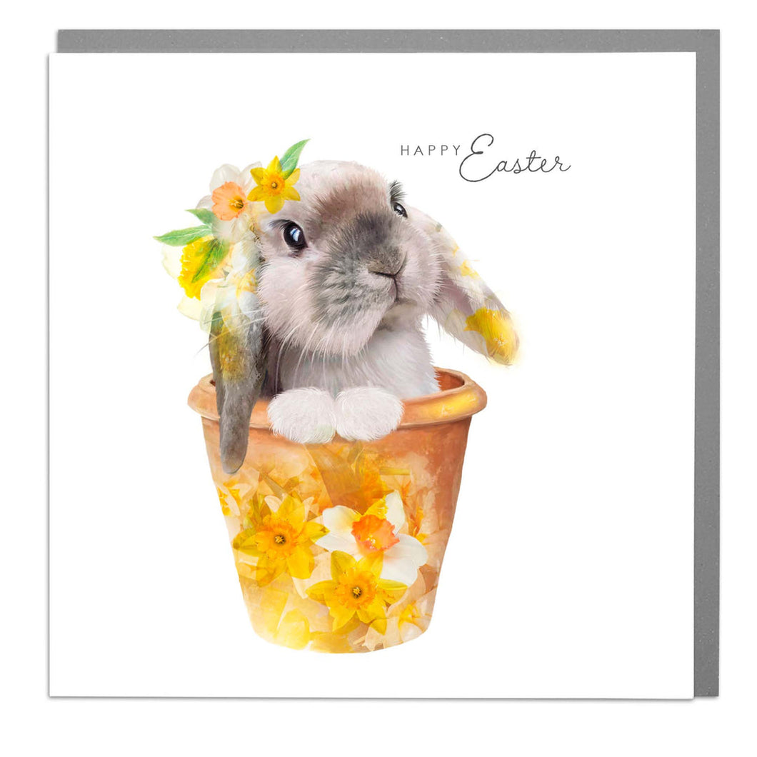 Happy Easter Bunny & Daffodils Card .
