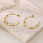 Clear Cubic Zirconia Hoop Earring in Gold