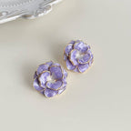 Large Layered Flower Stud in Violet & Gold