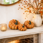 Glazed Orange Squashed Pumpkins - Set of 3